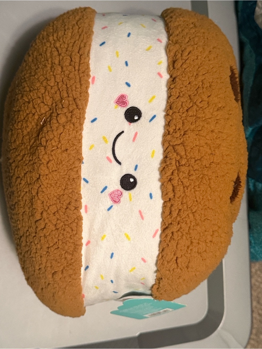 Smiling Sprinkles Plush Sandwich Pillow - Brown & White